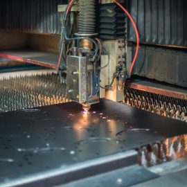 Laser Cutting Machine Cutting Steel Plate in Factory